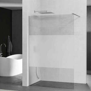 Mexen Kioto walk-in zuhanyfal - átlátszó/tej üveg / króm profil -... kép