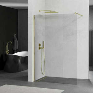 Mexen Kioto walk-in zuhanyfal - átlátszó üveg / arany profil - 10... kép