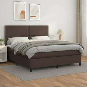 vidaXL barna műbőr rugós ágy matraccal 180 x 200 cm kép
