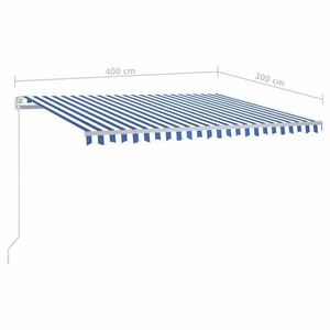 vidaXL kék-fehér automata szélérzékelős és LED-es napellenző 4x3 m kép