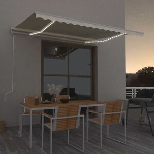 vidaXL krémszínű automata szélérzékelős és LED-es napellenző 400x350cm kép