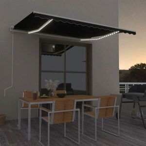 vidaXL antracitszürke szélérzékelős és LED-es napellenző 400x350 cm kép