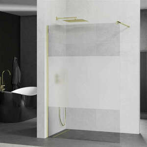 Mexen Kioto walk-in zuhanyfal - átlátszó/tej üveg / arany profil... kép