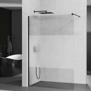Mexen Kioto walk-in zuhanyfal - átlátszó/tej üveg / fekete profil... kép