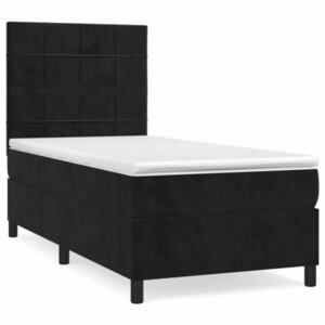 Fekete bársony rugós ágy matraccal 90x190 cm kép