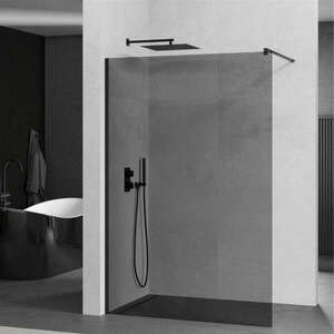 Mexen Kioto walk-in zuhanyfal - füstüveg / fekete profil - 90 cm... kép