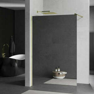 Mexen Kioto walk-in zuhanyfal - tükör üveg / arany profil - 90 cm... kép