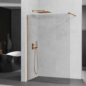 Mexen Kioto walk-in zuhanyfal - átlátszó üveg / rosegold profil -... kép