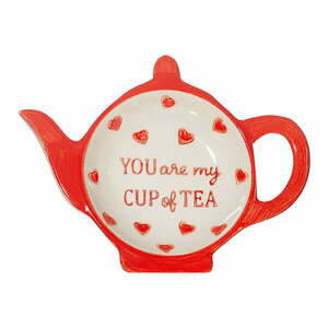 Piros-fehér kerámia teafilter tartó tálka You are My Cup of Tea – Sass & Belle kép