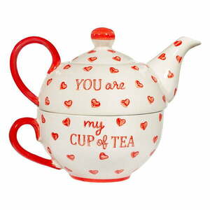 Piros-fehér kerámia teázó szett You are My Cup of Tea – Sass & Belle kép