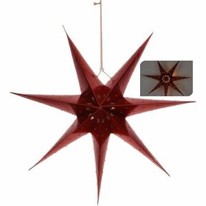 díszpapír csillag led fényvel 60cm piros kép