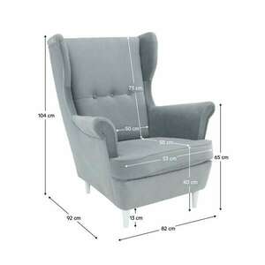 Füles fotel, világosszürke/fehér, RUFINO 3 NEW kép