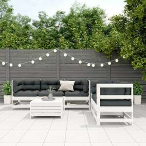 vidaXL 6 részes fehér tömör fenyőfa kerti ülőgarnitúra párnákkal kép