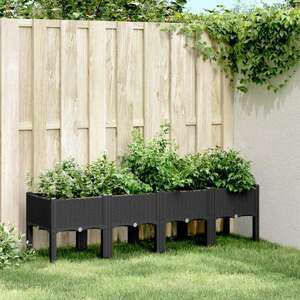 vidaXL fekete PP rácsos kerti ültetőláda 160 x 40 x 42 cm kép