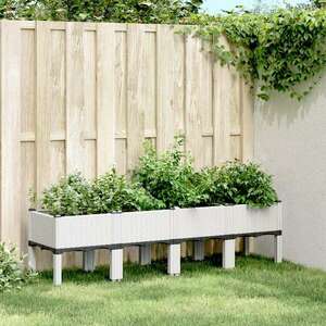 vidaXL fehér PP rácsos kerti ültetőláda 160 x 40 x 42 cm kép