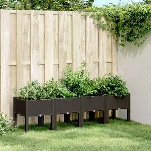 vidaXL barna PP rácsos kerti ültetőláda 160 x 40 x 42 cm kép