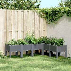 vidaXL szürke PP rácsos kerti ültetőláda 160 x 120 x 42 cm kép