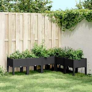 vidaXL fekete PP rácsos kerti ültetőláda 160 x 120 x 42 cm kép
