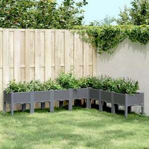 vidaXL szürke PP rácsos kerti ültetőláda 200 x 160 x 42 cm kép