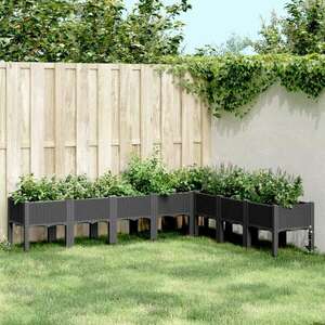 vidaXL fekete PP rácsos kerti ültetőláda 200 x 160 x 42 cm kép