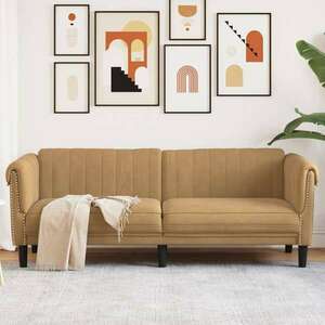 vidaXL barna 3 személyes bársony kanapé kép