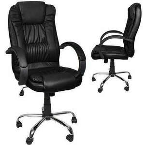 Ergonomikus irodai szék, króm lábakkal , fekete, eco bőr - Malatec kép