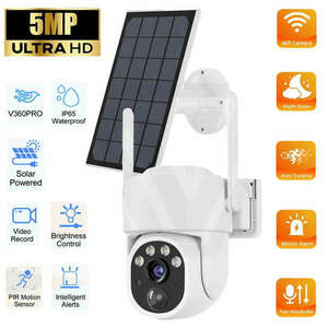 5MP, PTZ, Wi-Fi IP biztonsági kamera, napelemes, akkumulátoros, 4... kép