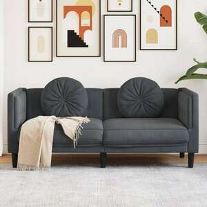 vidaXL sötétszürke bársony kétszemélyes kanapé párnákkal kép