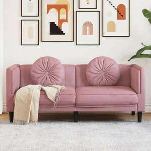 vidaXL rózsaszín bársony kétszemélyes kanapé párnákkal kép