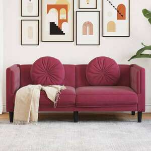 vidaXL bordó bársony kétszemélyes kanapé párnákkal kép