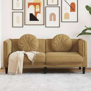 vidaXL barna bársony kétszemélyes kanapé párnákkal kép