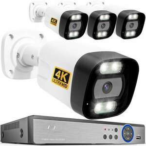 Komplett 4K DVR készlet 4 kültéri megfigyelő kamerával mestersége... kép