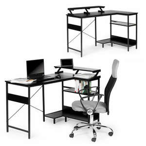 Sarok számítógépes íróasztal 3 fekete polccal kép