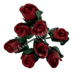 Mini papír rózsacsokor, piros, 8 szál/csokor kép