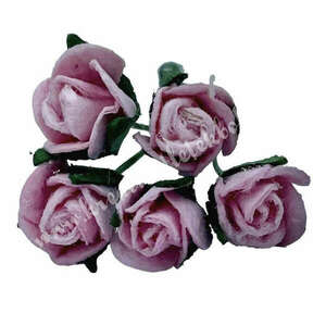 Mini papír rózsacsokor, rózsaszín, 5 szál/csokor kép