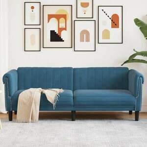 vidaXL kék 3 személyes bársony kanapé kép