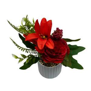 Dekoratív virág cserépben, piros és lila kép
