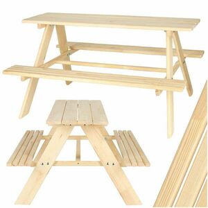 Kerti kisasztal padokkal gyerekeknek fából - 92 cm x 78 cm x 52 cm kép