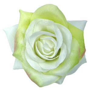 Selyemvirág rózsafej, fehér-zöld, 10 cm kép