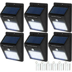6 Kültéri fali LED lámpa beépített napelemes panel és mozgásérzékelő kép