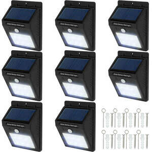 8 Kültéri fali LED lámpa beépített napelemes panel és mozgásérzékelő kép