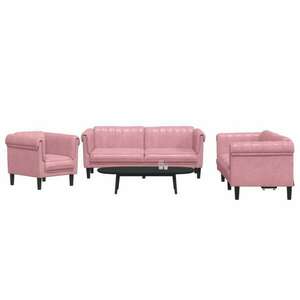 vidaXL 3 részes rózsaszín bársony ülőgarnitúra kép