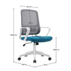 Irodai szék, szürke/petróleumzöld/fehér, SALOMO TYP 1 kép