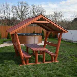 Rönkfa bútor kerti kiülő lemez tetővel 3m kép