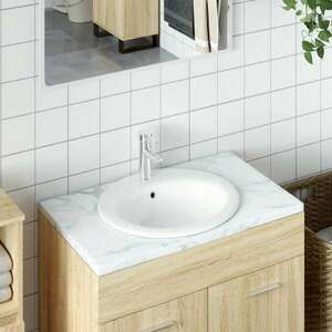 vidaXL fehér ovális kerámia fürdőszobai mosdókagyló 52 x 46 x 20 cm kép
