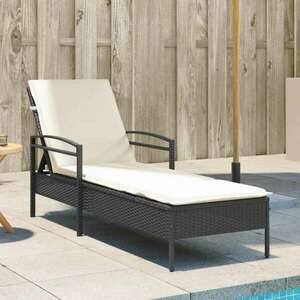 vidaXL fekete polyrattan napozóágy párnával 63x200x81 cm kép