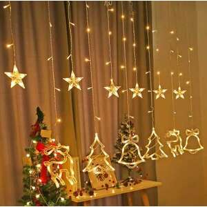 Karácsonyi fényfüggöny, csillag 138 LED, meleg fehér kép