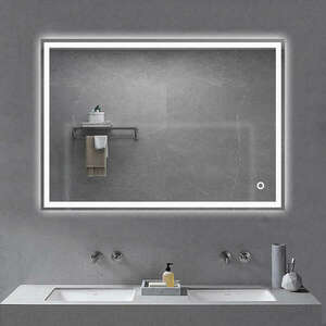 Fürdőszobai okos tükör LED világítással 100x75cm | Páramentesítő... kép