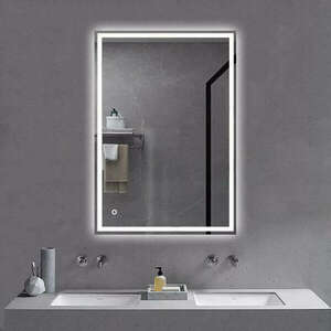 Fürdőszobai okos tükör LED világítással 75x100cm | Páramentesítő... kép