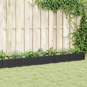 vidaXL fekete PP kerti virágláda cövekekkel 362, 5 x 42, 5 x 28, 5 cm kép